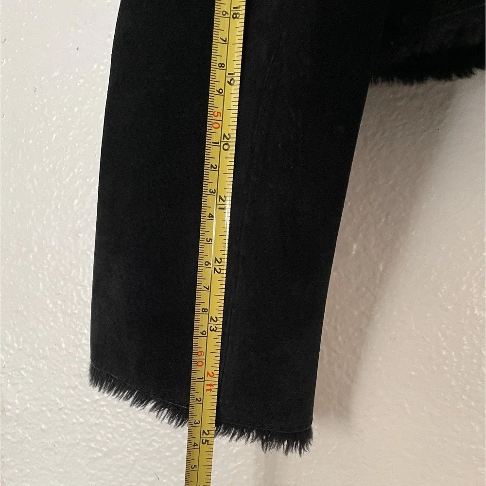 Vintage H&M Women's Genuine Leather Suede Faux Shearling‎ Coat Jacket Black - Picture 4 of 9